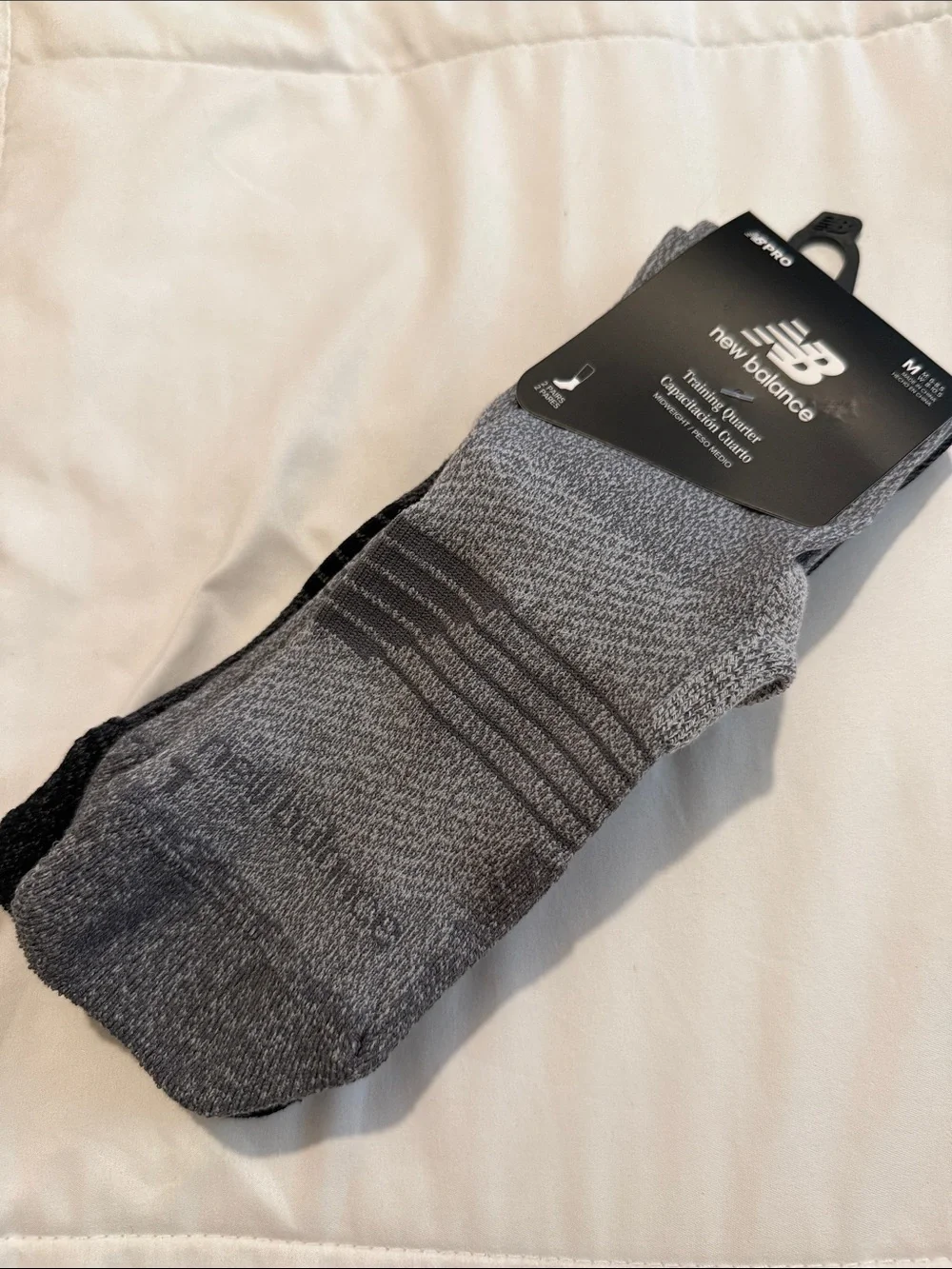 New Balance Heather Gray Athletic Crew Socks - 2 Pair. MED NBPRO